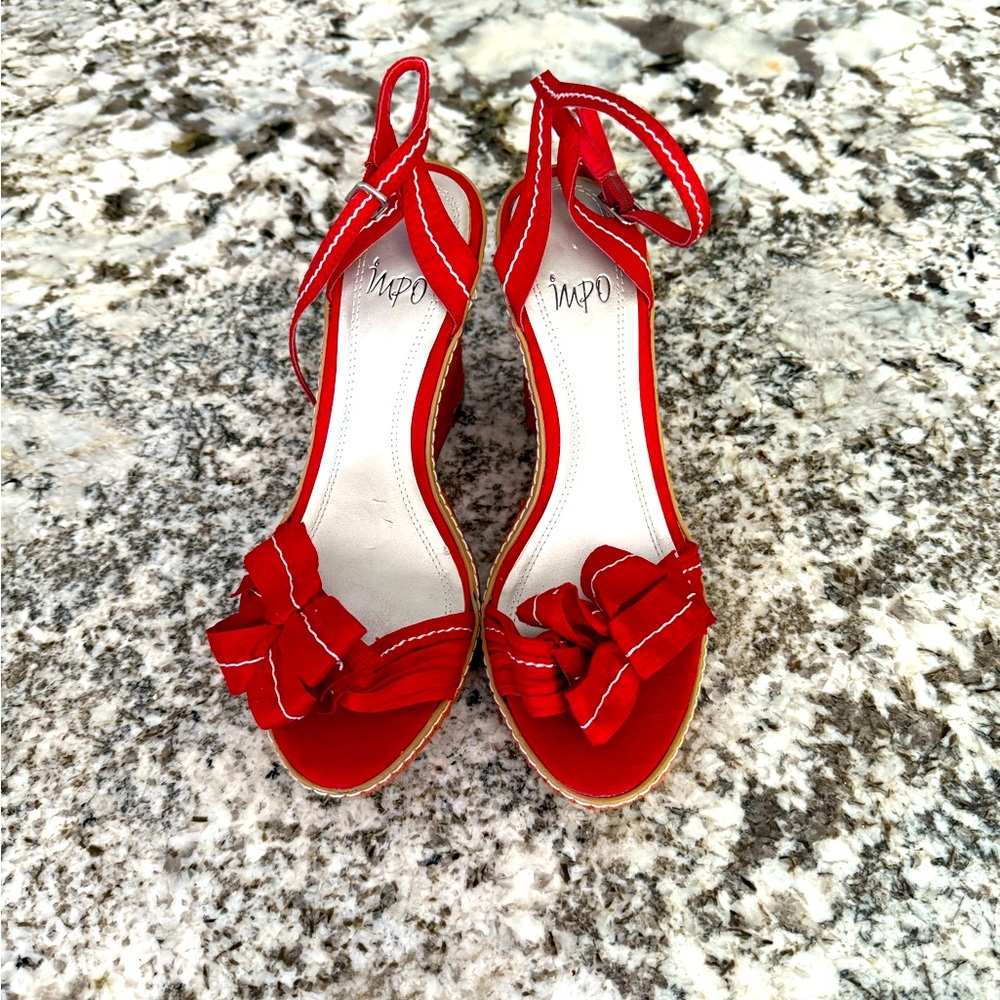 Red Wedge Sandals